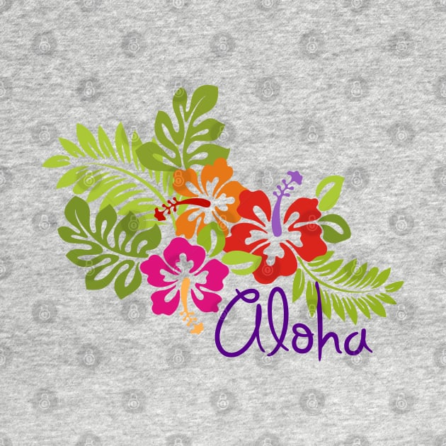 Tropical Aloha Hibiscus Blossoms Bouquet by EDDArt